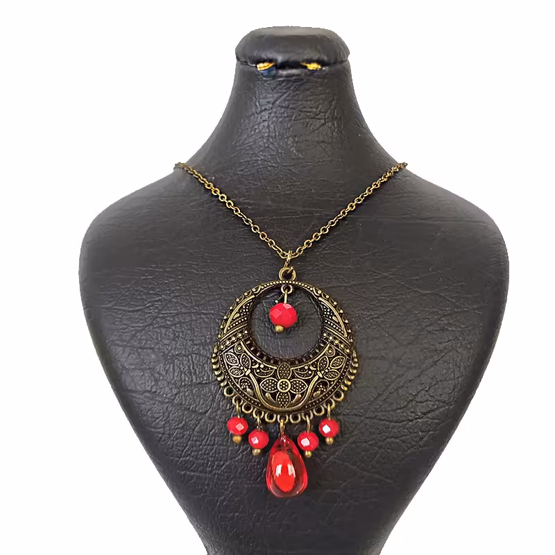 گردنبند رومانتویی دانه انار و کریستال یلدا