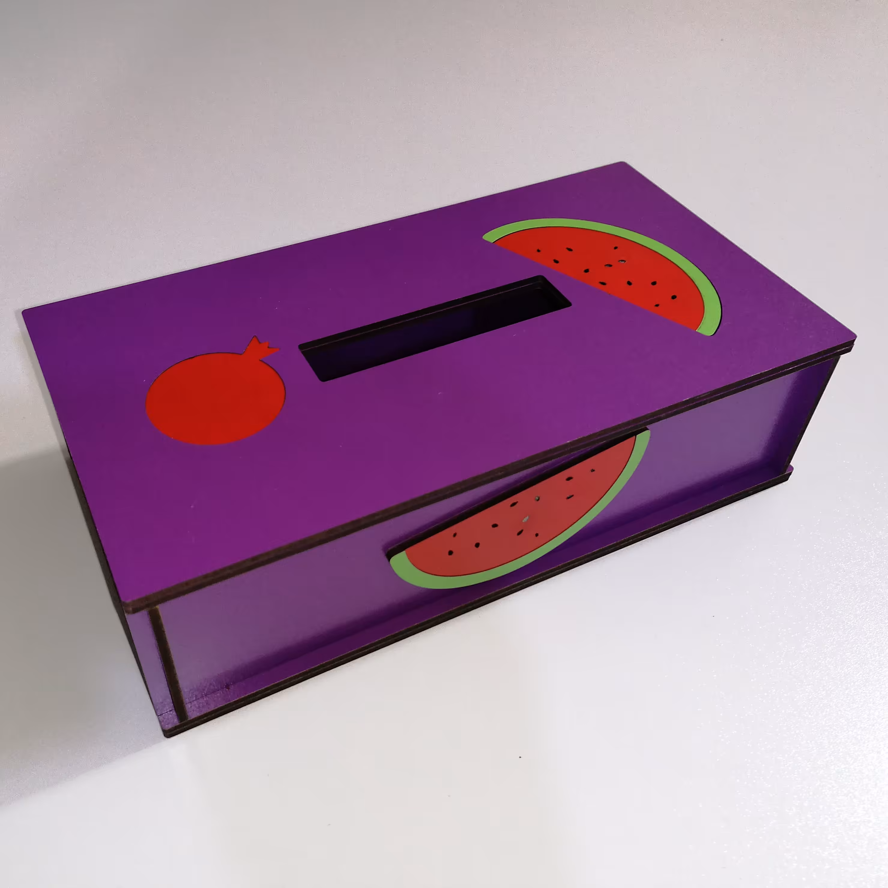 قاب دستمال کاغذی طرح یلدا رنگ بنفش