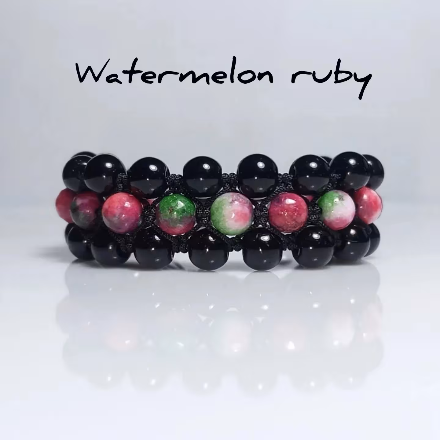 دستبند 3 ردیفه اونیکش و عقیق هندوانه ای گالری راد