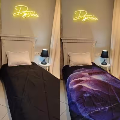 لحاف یک نفره طرح گل بنفش و مشکی ساده