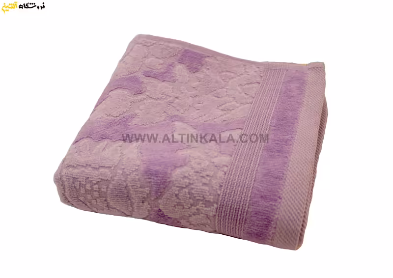 حوله دستی برق لامع مدل رز یاسی 40×80