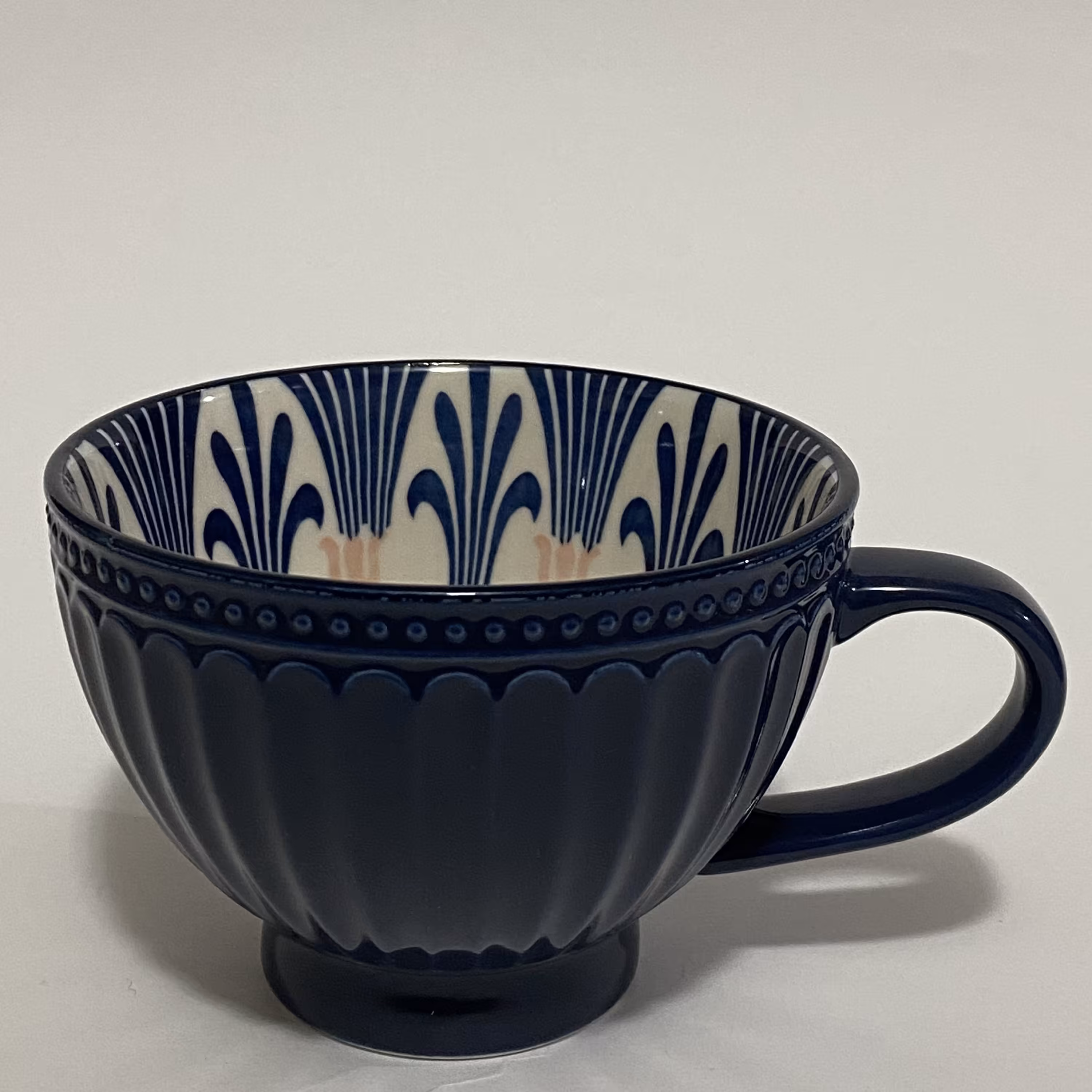 ماگ لته خوری مدل شیار دار  رنگ سرمه ای کد 1