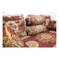 سرویس شاهنشین طرح افشار رنگ زرشکی(ست 7تیکه سنتی پشتی ترمه)