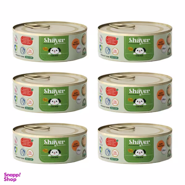 کنسرو غذای توله سگ شایر مدل Chicken وزن 120 گرم بسته 6 عددی