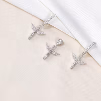 نیم ست نقره مدل فرشته ظریف و دخترانه کد 1688