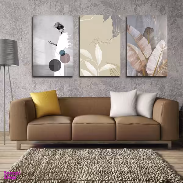 تابلو شاسی بکلیت طرح مدرن برگ و چهره مدل SH-1817 مجموعه 3 عددی