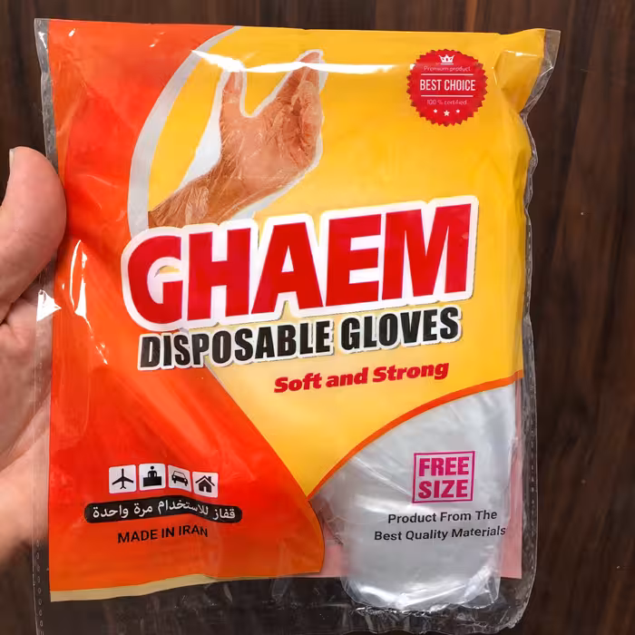 دستکش یکبار مصرف نایلونی قایم 100 عددی