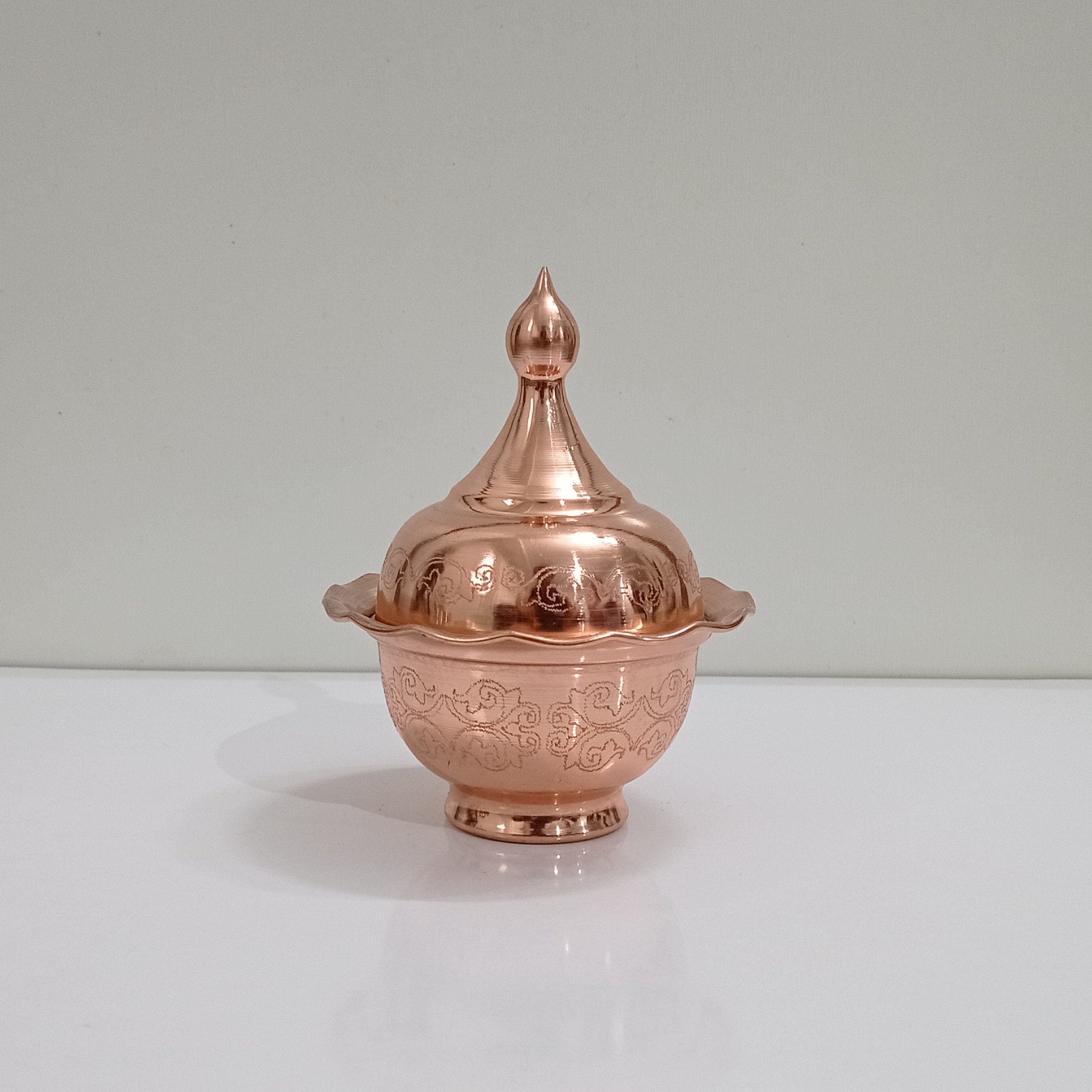 قندان مسی سایز 2 لاله طرحدار CNC نانو