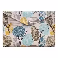 پوشه دکمه دار چرم مصنوعی فانتزی سایز آ5 طرح برگ پاییزی