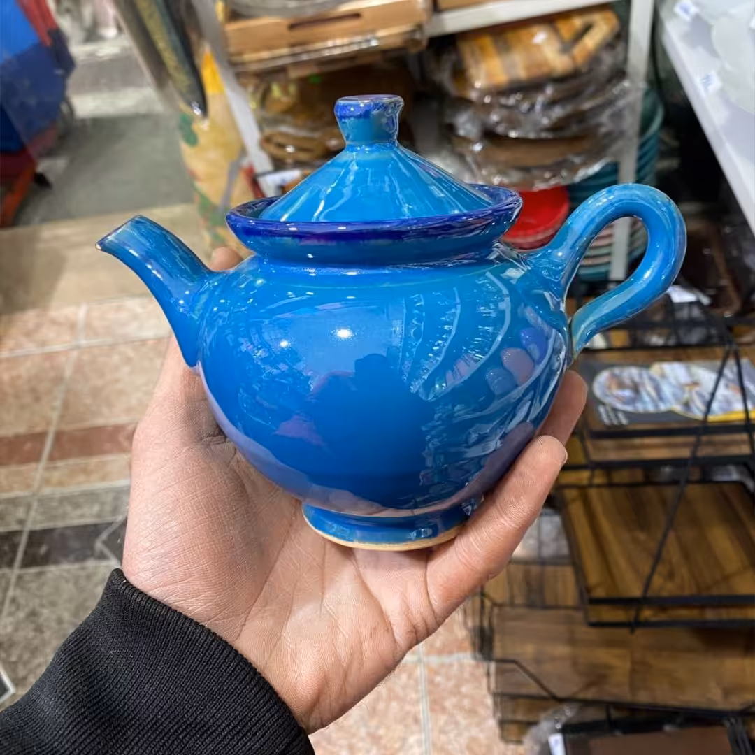 قوری سفالی آبی