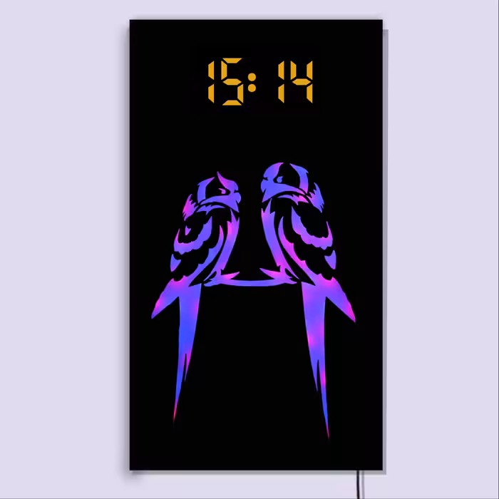 ساعت دیواری لوکس و دکوراتیو دیجیتال چند منظوره (طرح طوطیا)