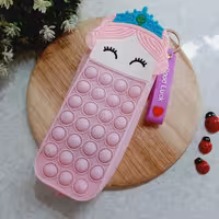 جامدادی سیلیکونی پاپیتی فانتزی طرح دختر تاجدار صورتی