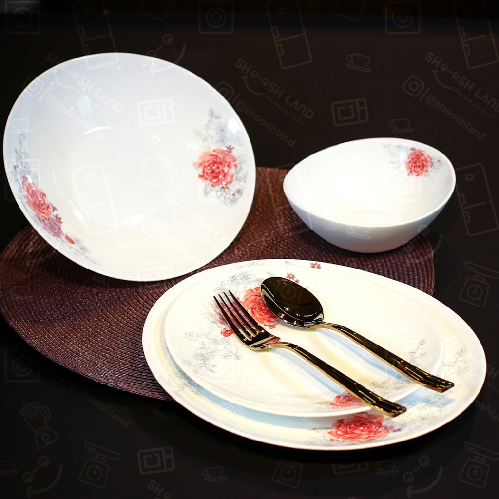 سرویس 26 پارچه آرکوپال طرح ساتین صورتی