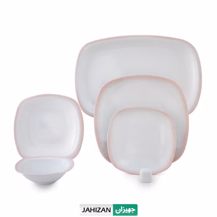 سرویس چینی زرین 27پارچه مون بلان صورتی سری کواترو (عالی)