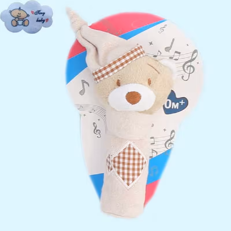 جقجقه کودک مدل خرس-بدون پرز و الکتریسیته ساکن-صادراتی-رنگ کرمی.