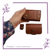 ست جاکارتی جاکلیدی و گیره هندزفری مدل روزبه چرم طبیعی ممتاز کاملا دستدوز 