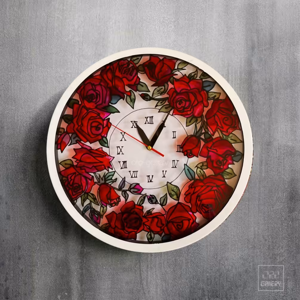 ساعت دیواری طرح گل رز