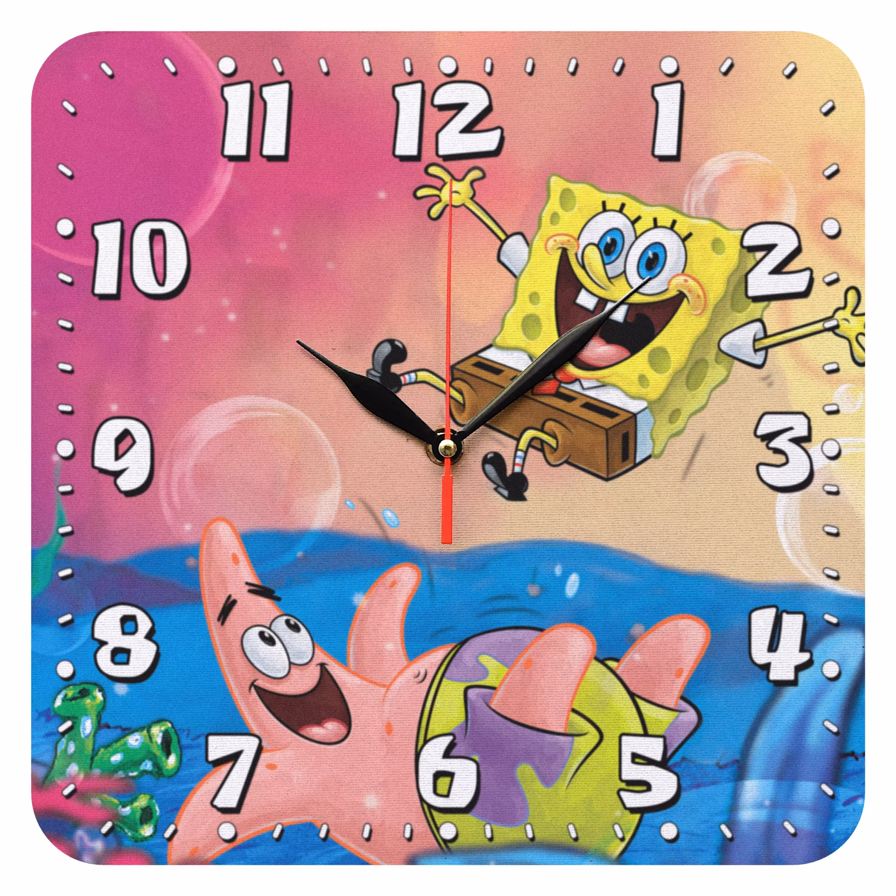 ساعت دیواری کودک مدل 1056 طرح باب اسفنجی و پاتریک