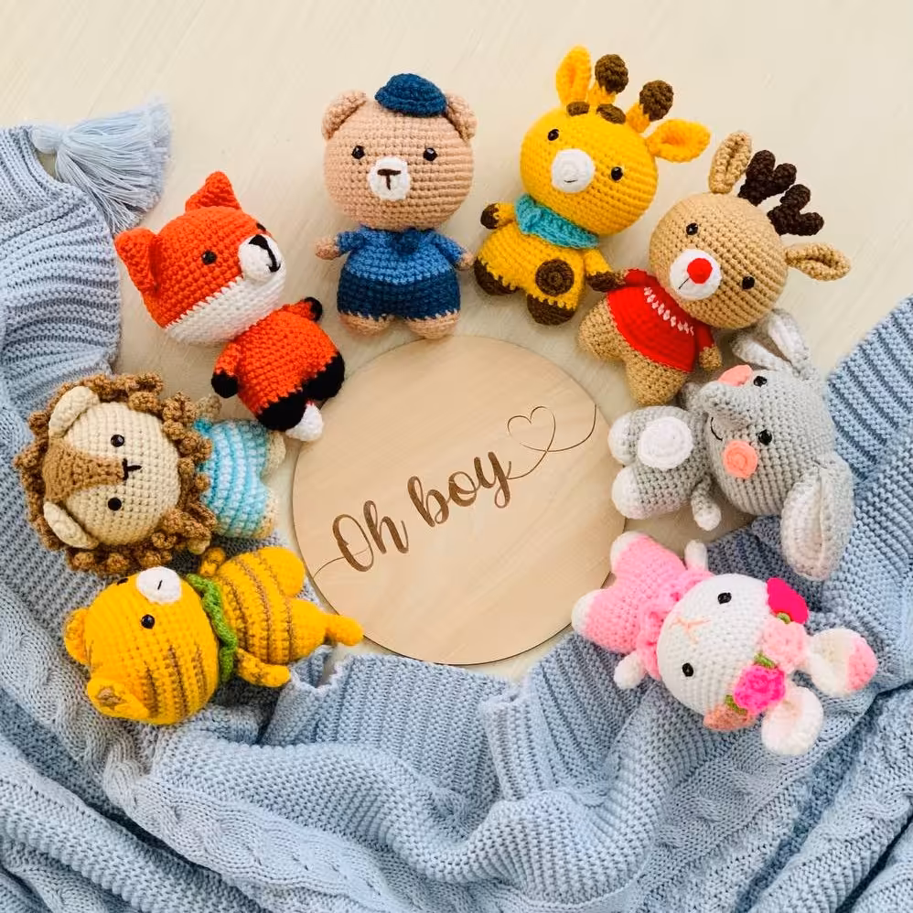 جغجغه عروسک های فینگیلی بافته شده با کاموای درجه یک ایرانی