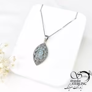 گردنبند نقره طرح چشم نظر سیاه قلم با کد6645