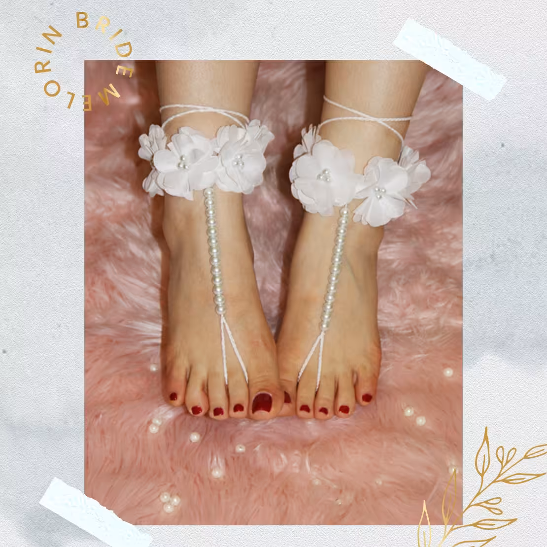 مچ بند گل و مروارید سفید