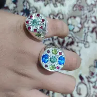 انگشتر نقره جواهر نشان توپاز طبیعی دست ساز 