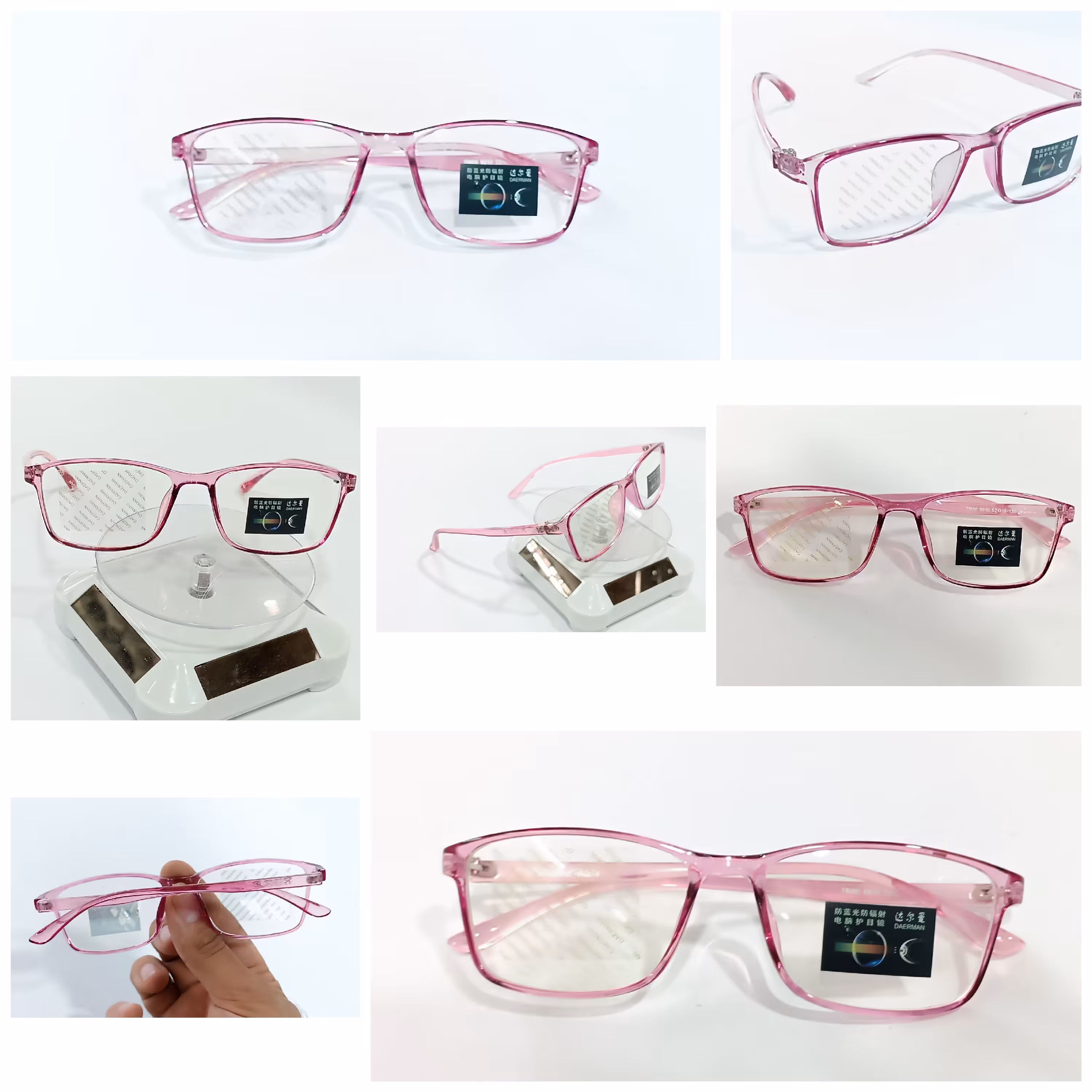 عینک بلوکات بدون نمره مخصوص کار با کامپیوتر و گوشی موبایل رنگ بنفش یاسی مایل به صورتی 