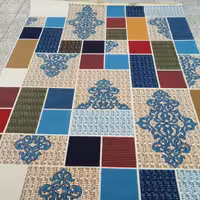 گلیم فرش ماشینی کاشان6متری رنگ کرم طرح لاجوردی