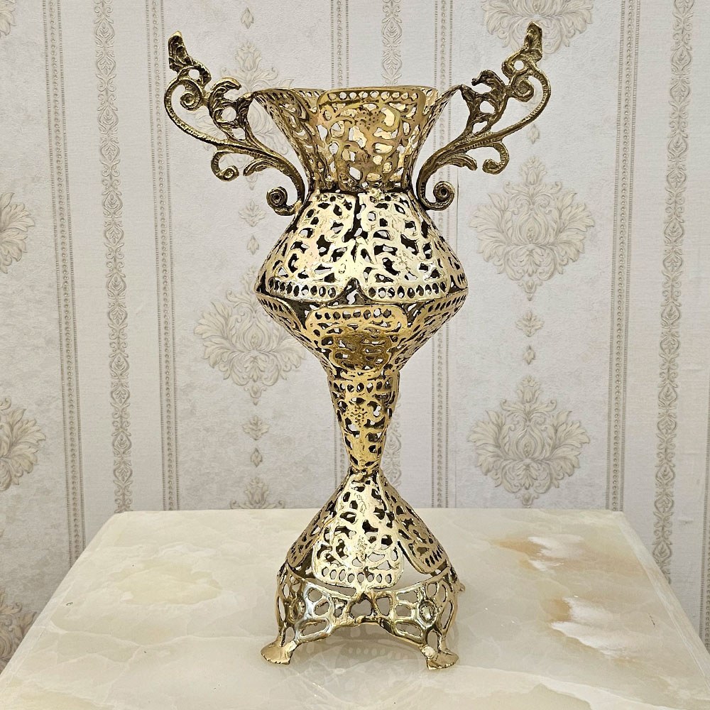 گلدان رومیزی برنزی مدل توری کد 1733 ( گلدان رومیزی برنجی )