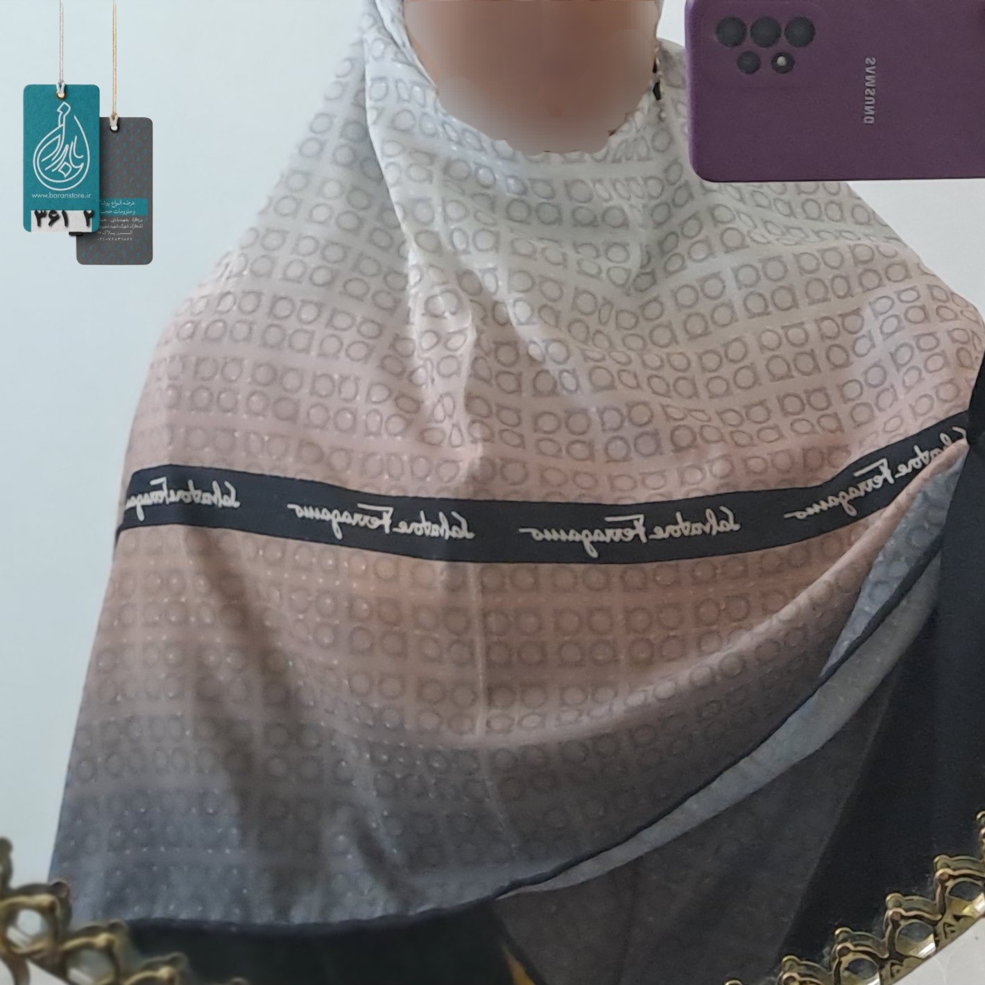 روسری نخی دوردوخت  کد3612
