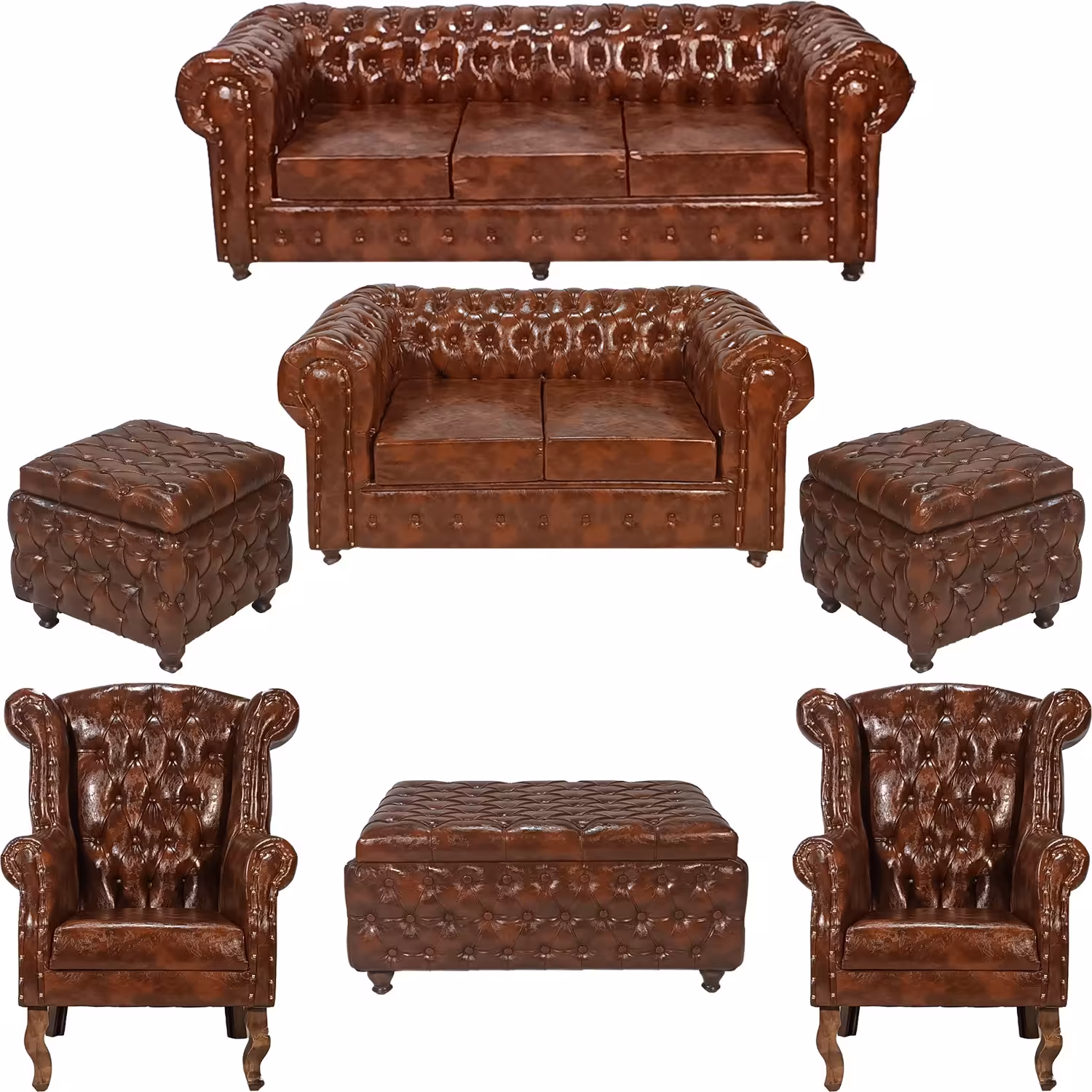 مبل خانگی پارسین مدل chester sezar ست هفت نفره همراه با میز جلو مبلی و عسلی