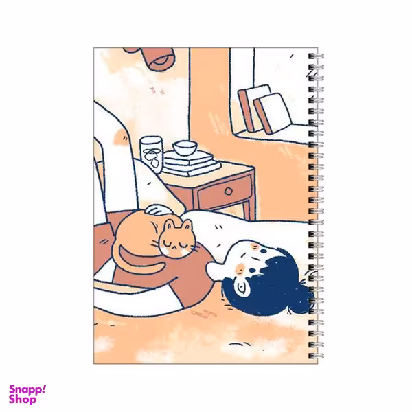 دفتر مشق 80 برگ بامبیلیپ طرح دختر متفکر و گربه نارنجی کد 6301682