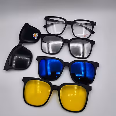 عینک طبی کاوردار با 4 کاور مگنتی آفتابی کد 5501