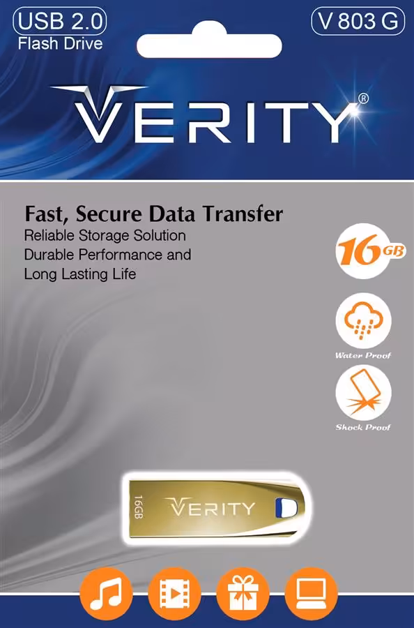 فلش مموری وریتی وی 803 گلد با ظرفیت 16 گیگابایت