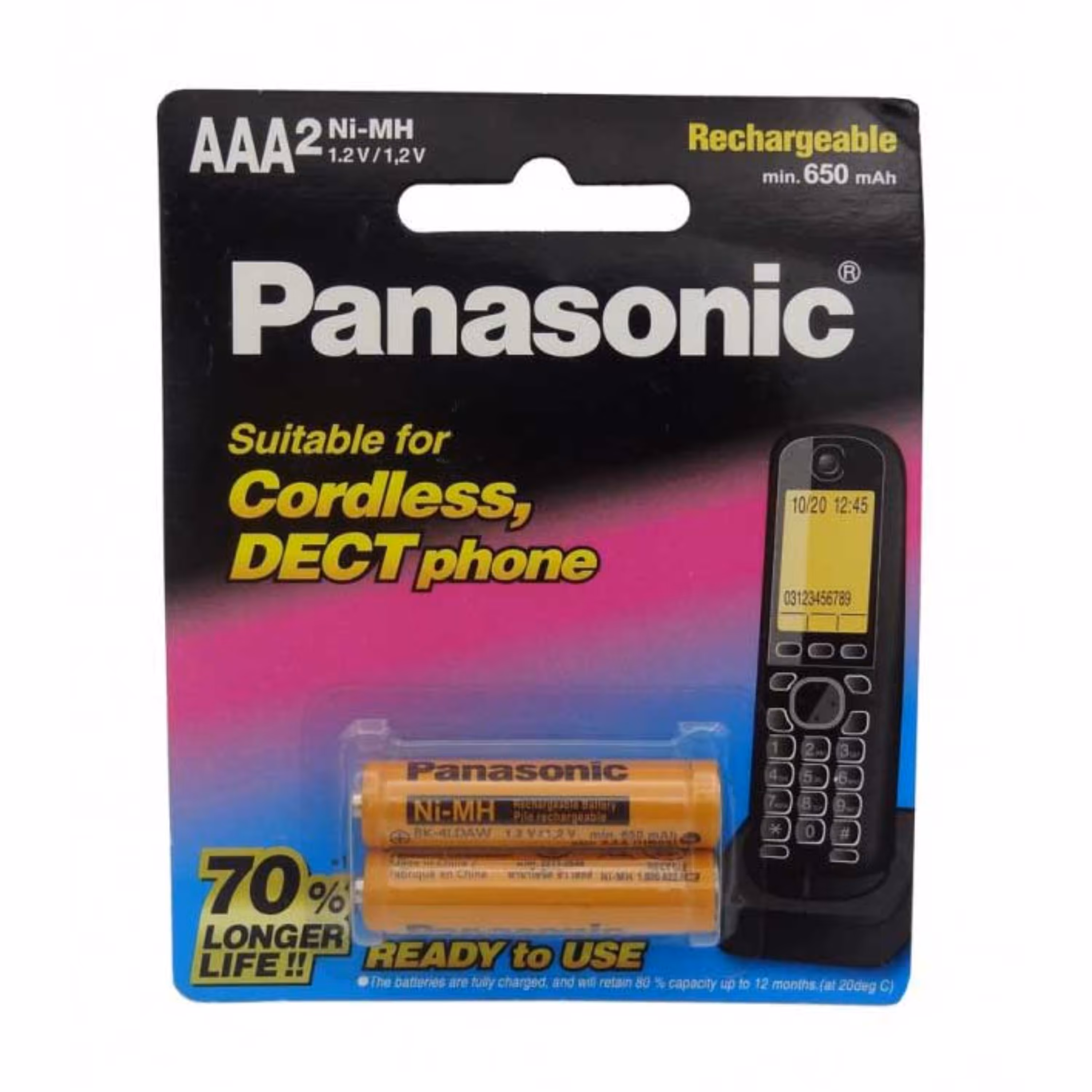 باتری تلفن نیم قلمی AAA شارژی پاناسونیک 650