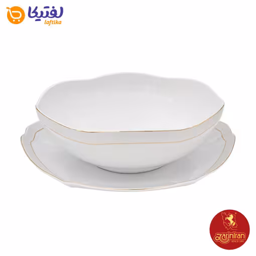 چینی زرین سرویس قاب و قدح هگزان طرح سپید صدف
