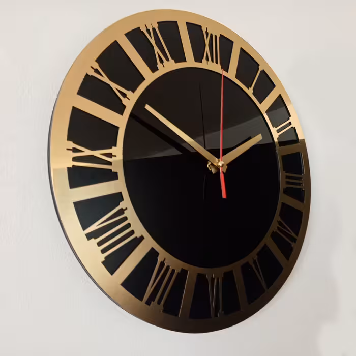 ساعت دیواری از جنس پلکسی مشکی و مولتی استایل براق 30 سانتی