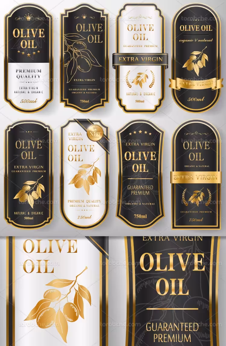 وکتور لیبل روغن زیتون | گرافیک با طعم تربچه