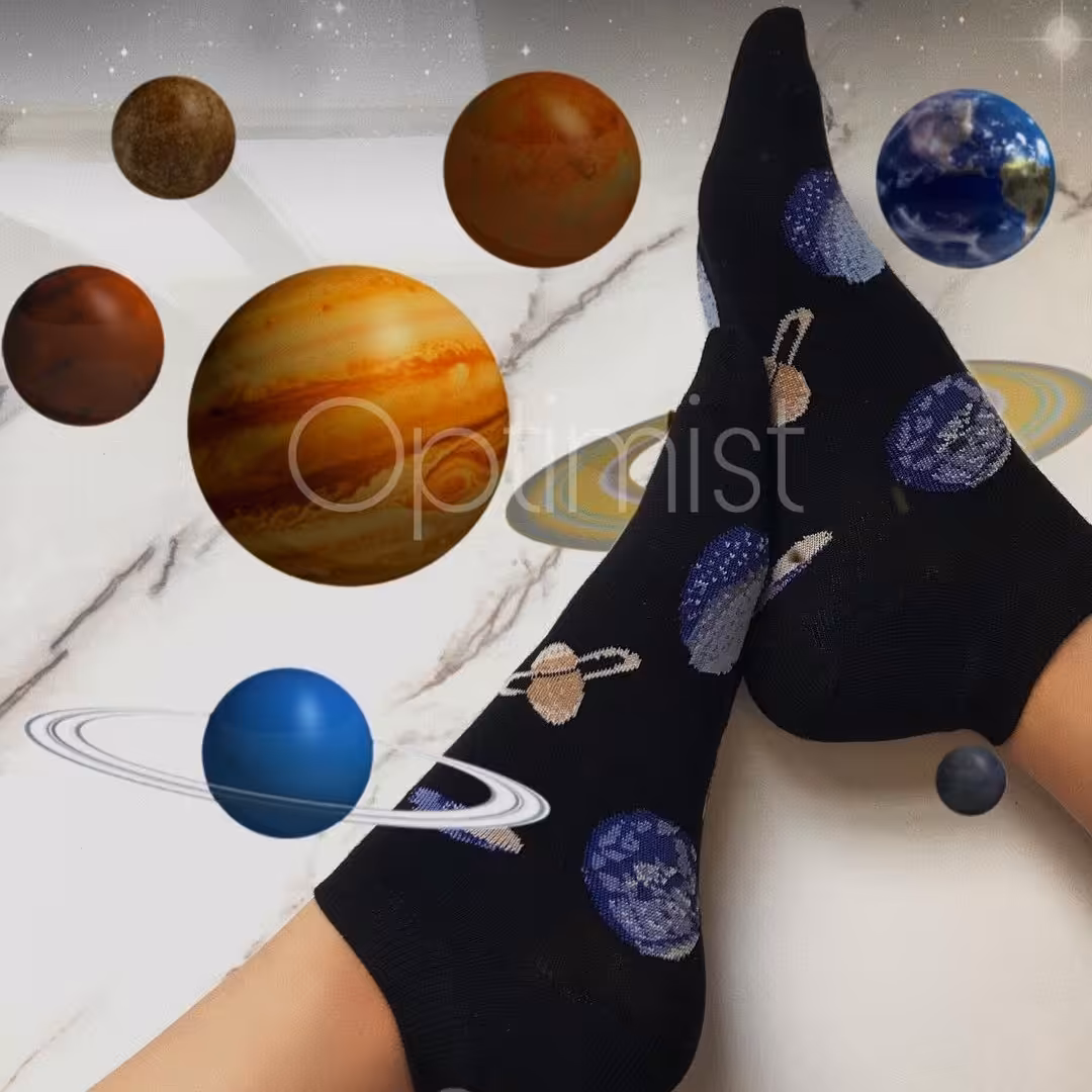 جوراب مچی طرح سیارات فری سایز نخ پنبه