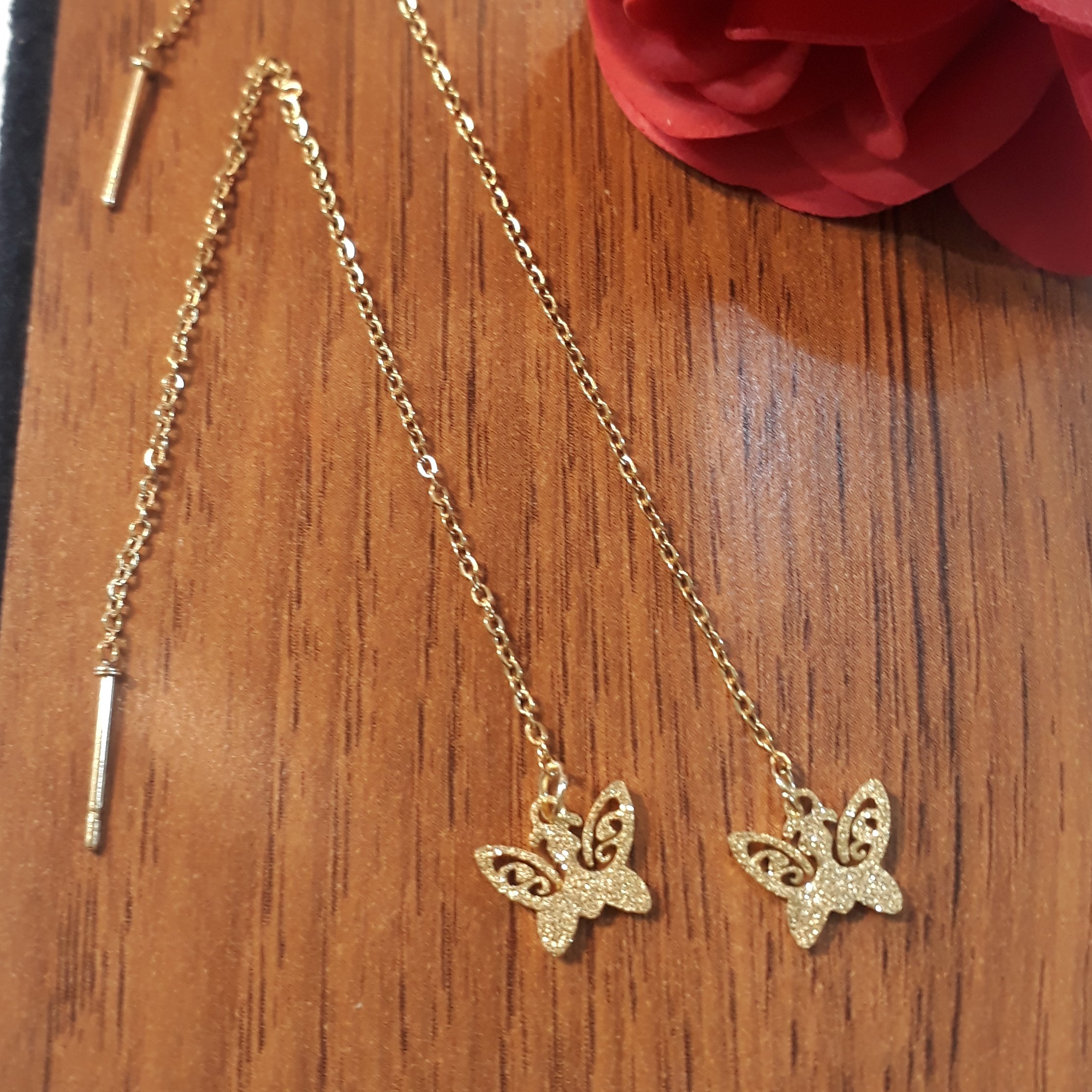 گوشواره استیل بخیه ای ،طرح پروانه
