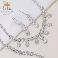 سرویس تراش نقره جواهری طرح طلا سفید و ظریف عیار 925 کد 14006