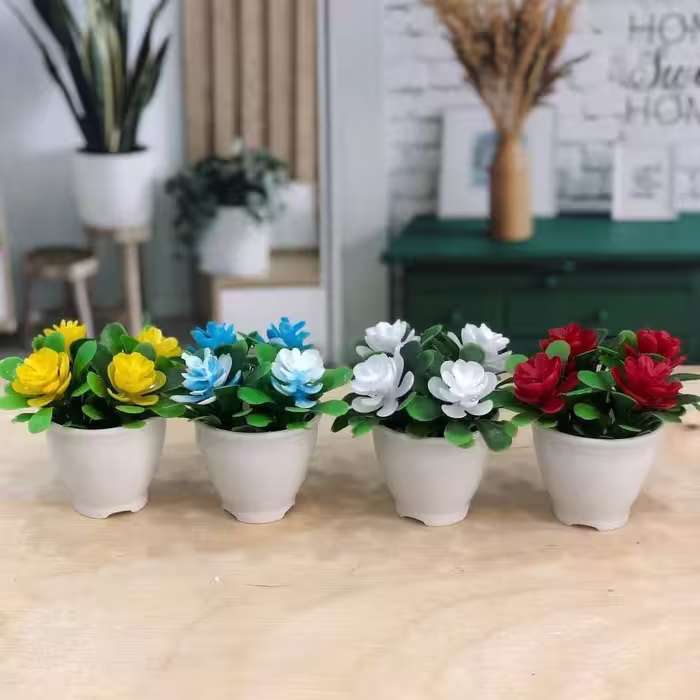 گل 4 عددی مینیاتوری ، گل و گلدان کوچک ، گل و گلدان مینیاتوری
