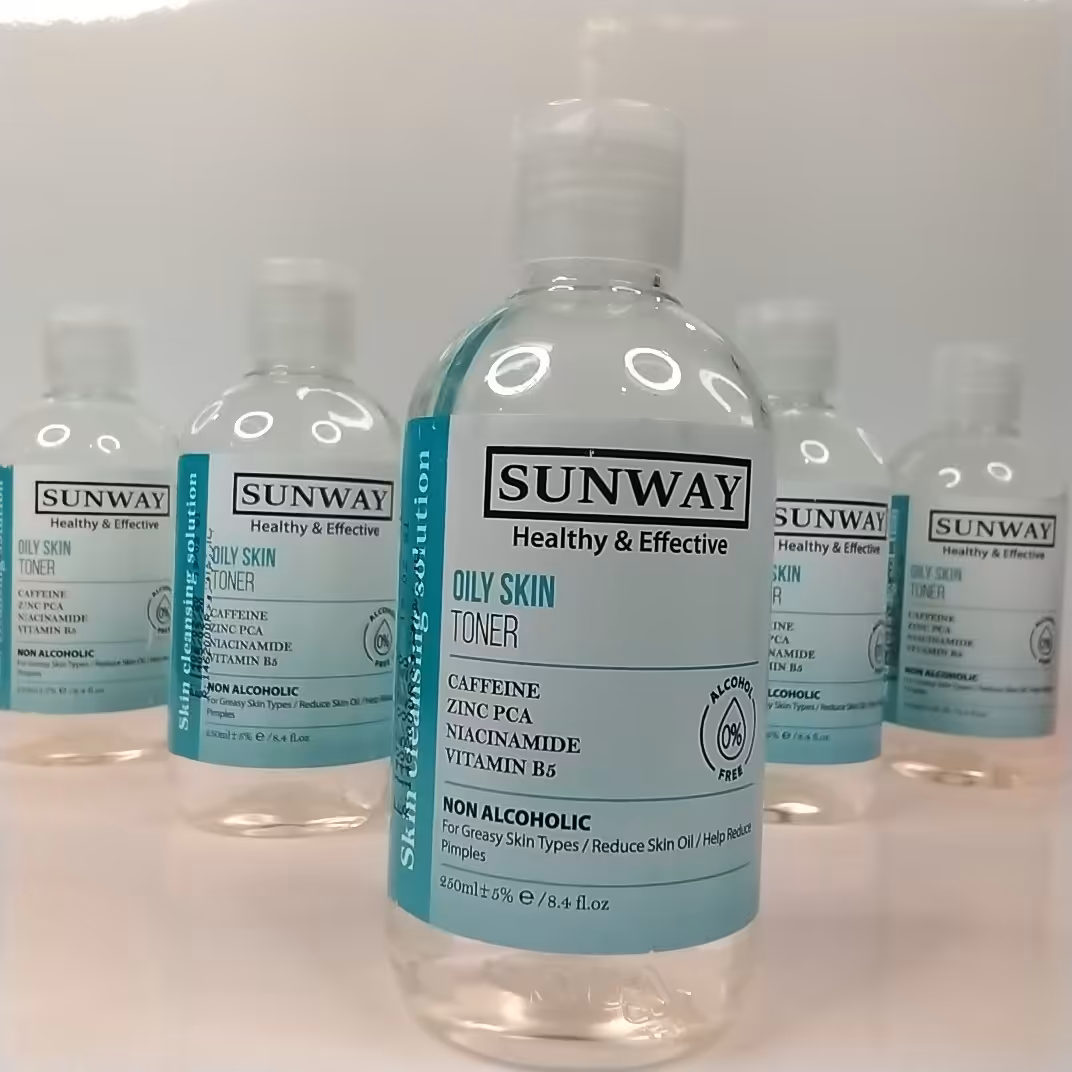 سان وی تونر  محلول پاک کننده پوست چرب و جوشدار فاقد الکل  SUNWAY OILY SKIN TONER      NOONE ALCOHOL 
