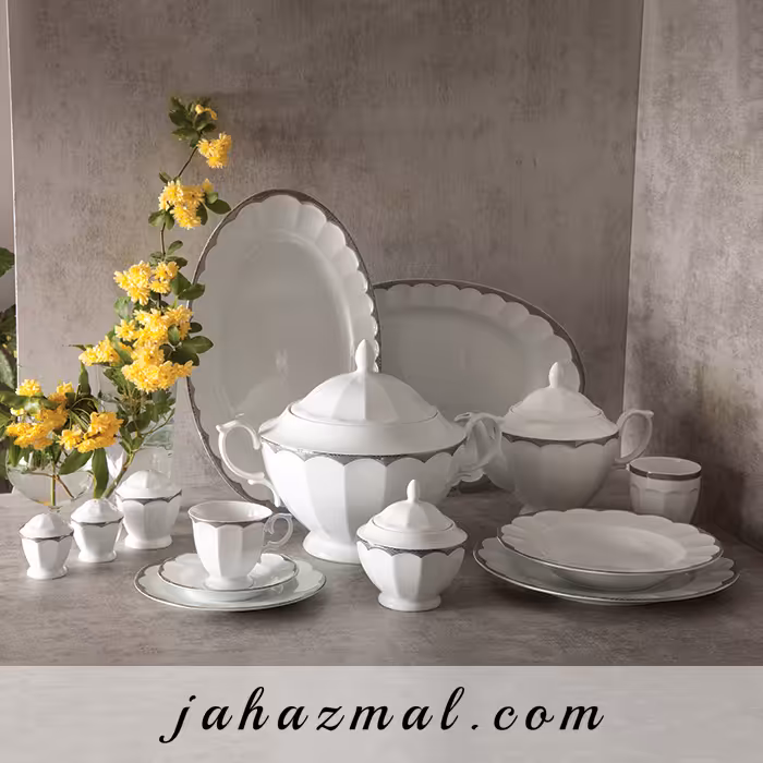 سرویس چینی زرین طرح ایساتیس پلاتینی 103 پارچه