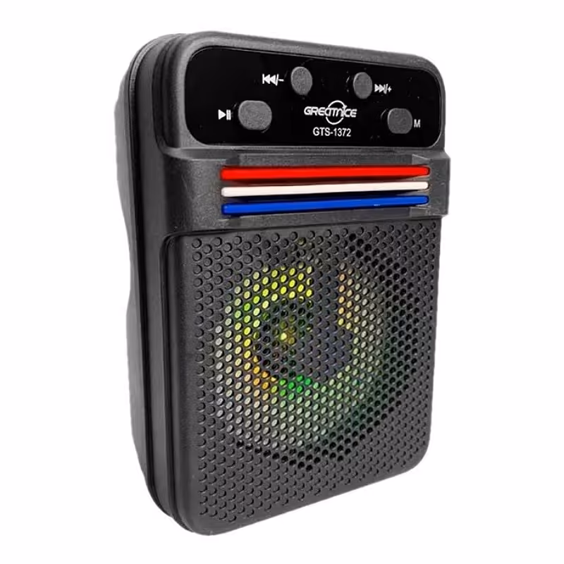 اسپیکر بلوتوثی  قابل حمل  دارای رقص نور جنس باکیفیت و پخش واضح برند  عالی 

