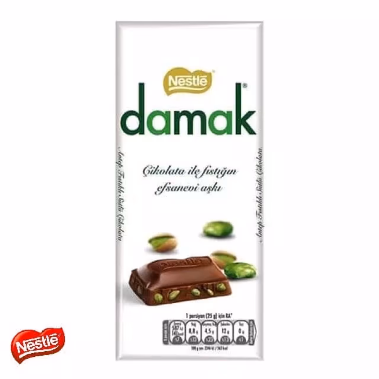 شکلات تبلت داماک پسته ای 70 گرم بسته 8 عددی