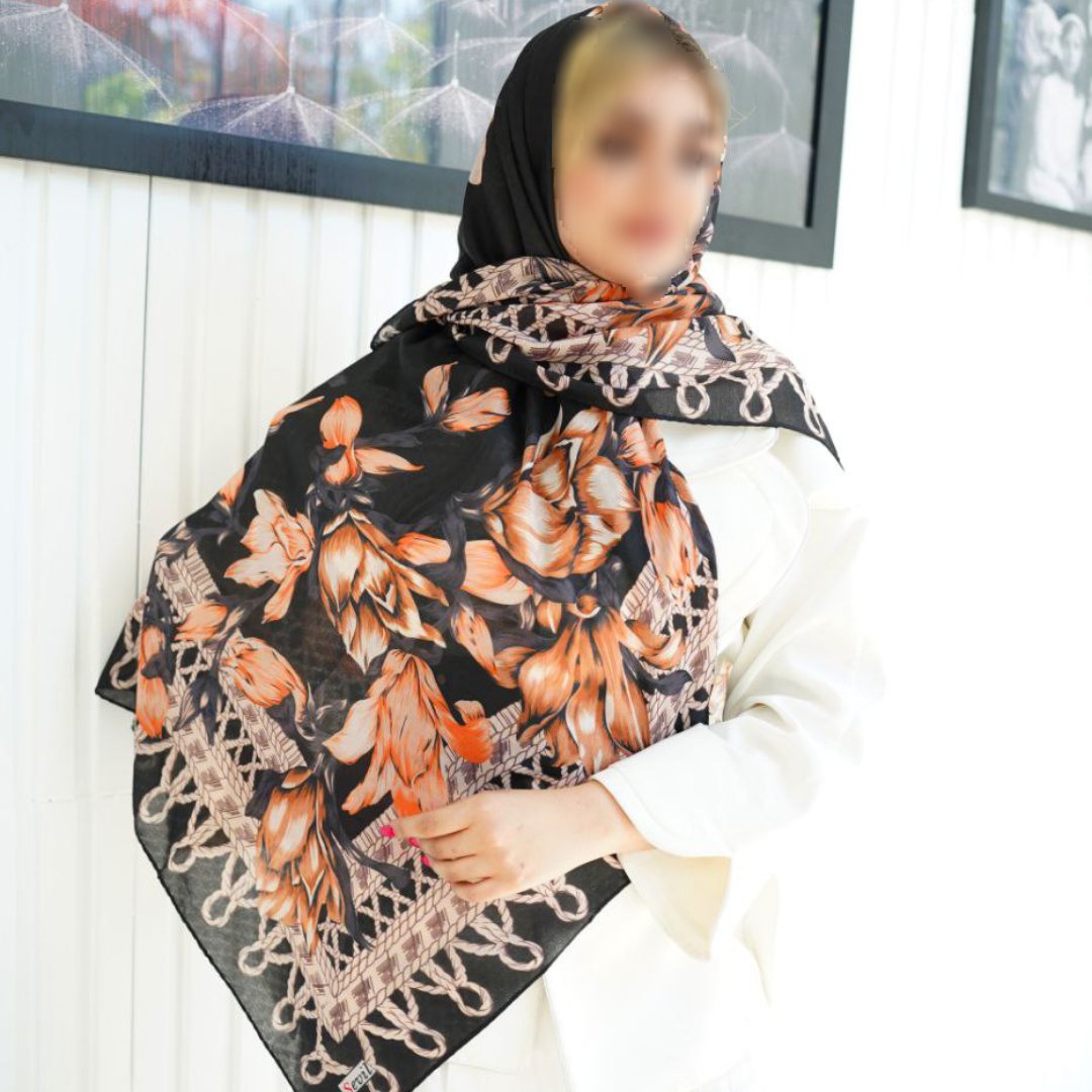 روسری سوپرنخی گارزا قواره 135 ارسال رایگان کد 248 مشکی بانو