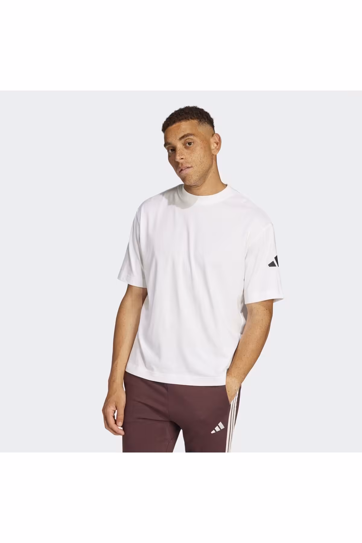 تی شرت سفید مردانه موارد ضروری FIT 3 BAR LOGO TEE adidas