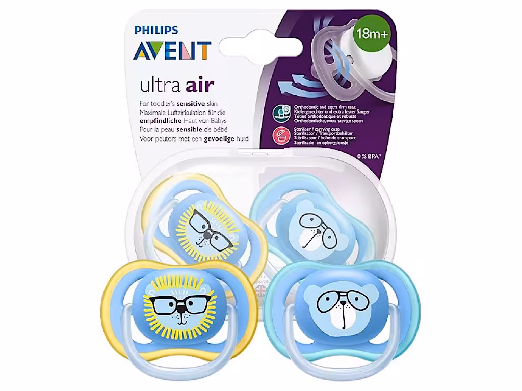 پستانک ارتودنسی دو عددی نوزادی  18 ماه مدل ultra air فیلیپس اونت philips avent