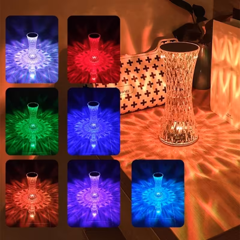 چراغ خواب لمسی کریستالی قوس دار هدیه و کادویی خاص